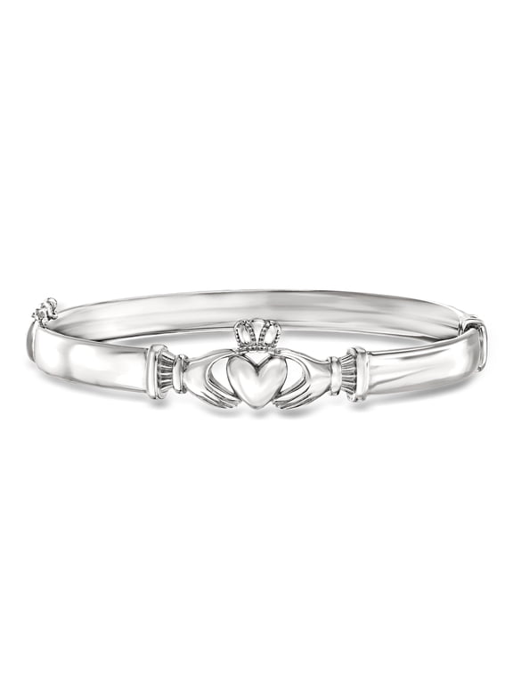 Sterling Silver Claddagh Bangle Bracelet, Women's, Adult