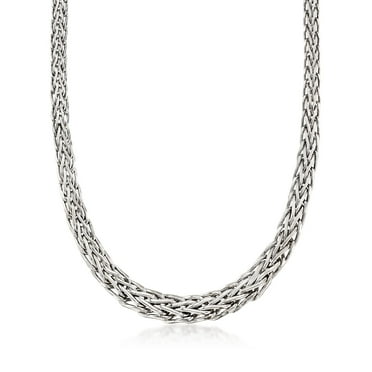 Ross-Simons Sterling Silver Graduated Wheat-Link Necklace, Women's, Adult