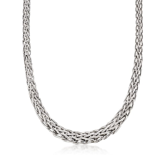 Ross-Simons Sterling Silver Graduated Wheat-Link Necklace, Women's, Adult