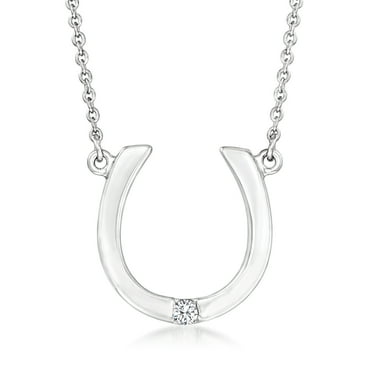 Ross-Simons Sterling Silver Horseshoe Necklace With Diamond Accent, Women's, Adult