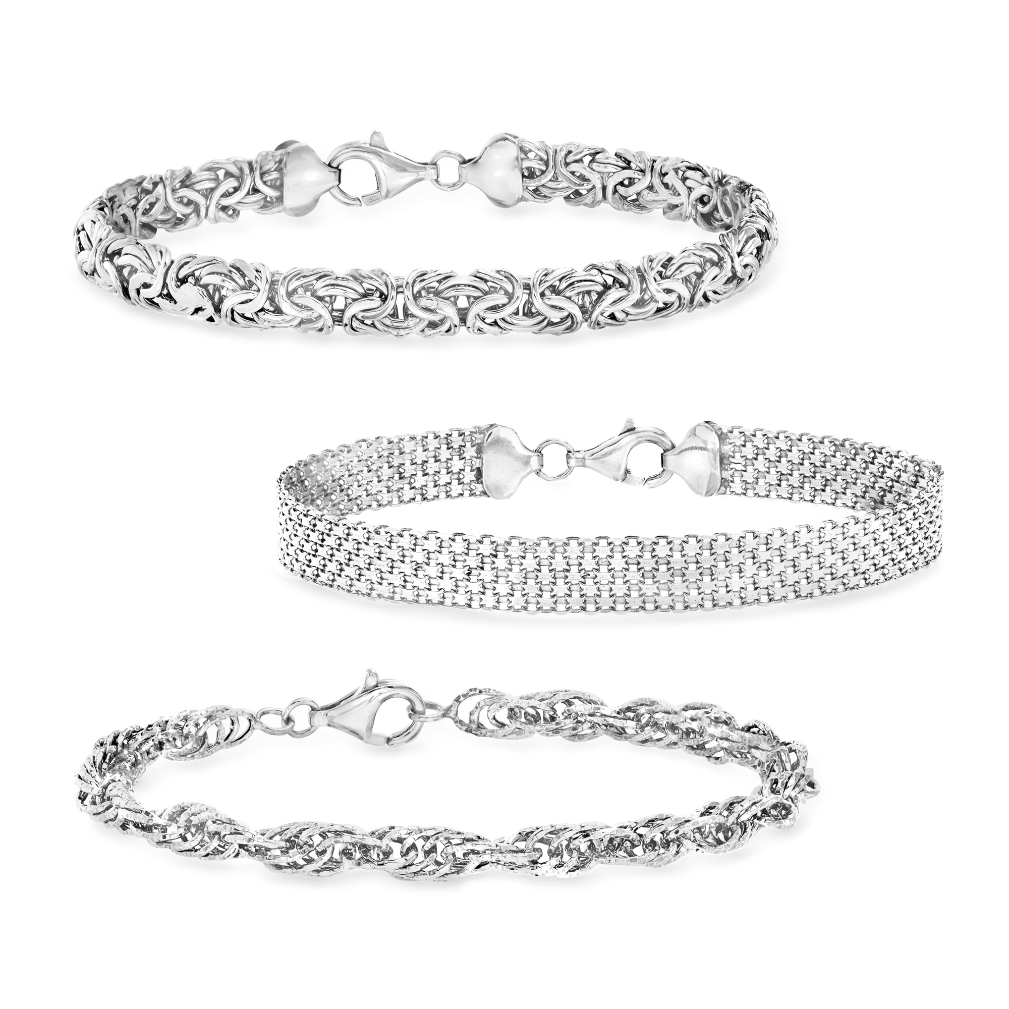 925 Sterling Silver Satin Finish Heart Link Bracelet 7.5" - Walmart.com