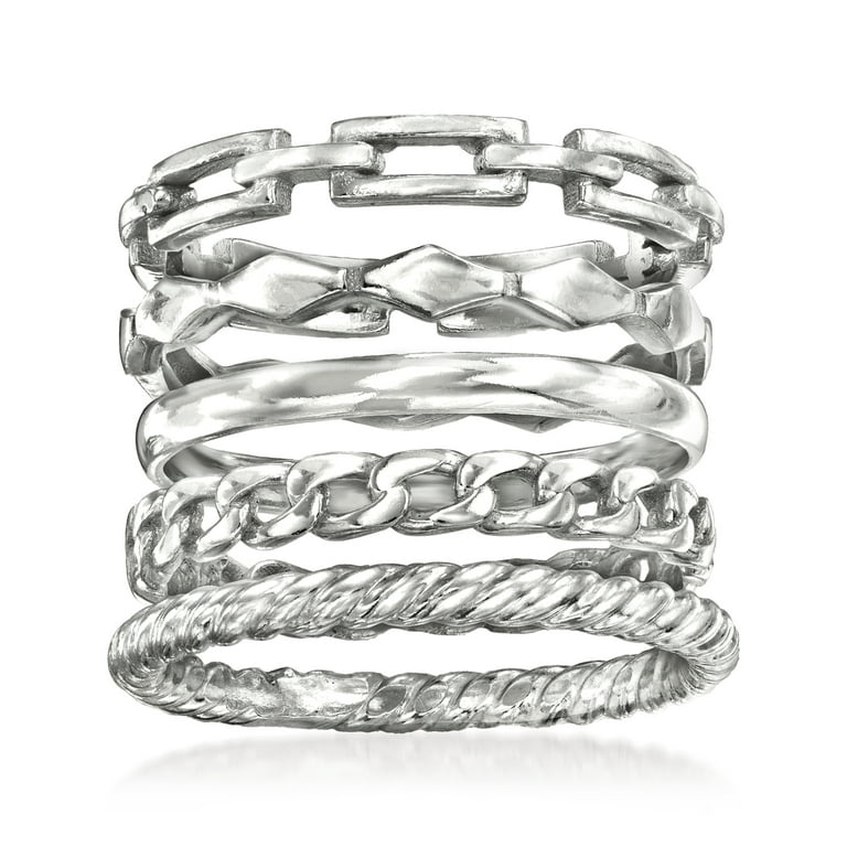 Sterling silver stacking rings set of 5 deals