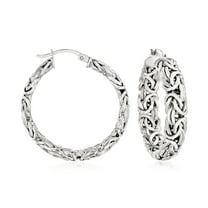 Ross-Simons Sterling Silver Medium Byzantine Hoop Earrings, Women's, Adult