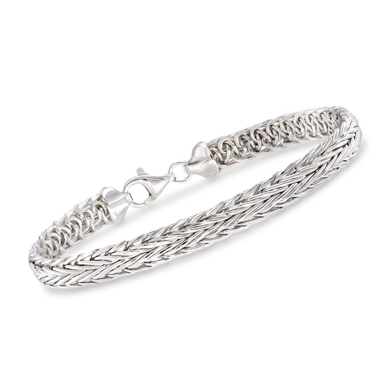 Ross-Simons Sterling Silver Medium Wheat Chain Bracelet for Female, Adult