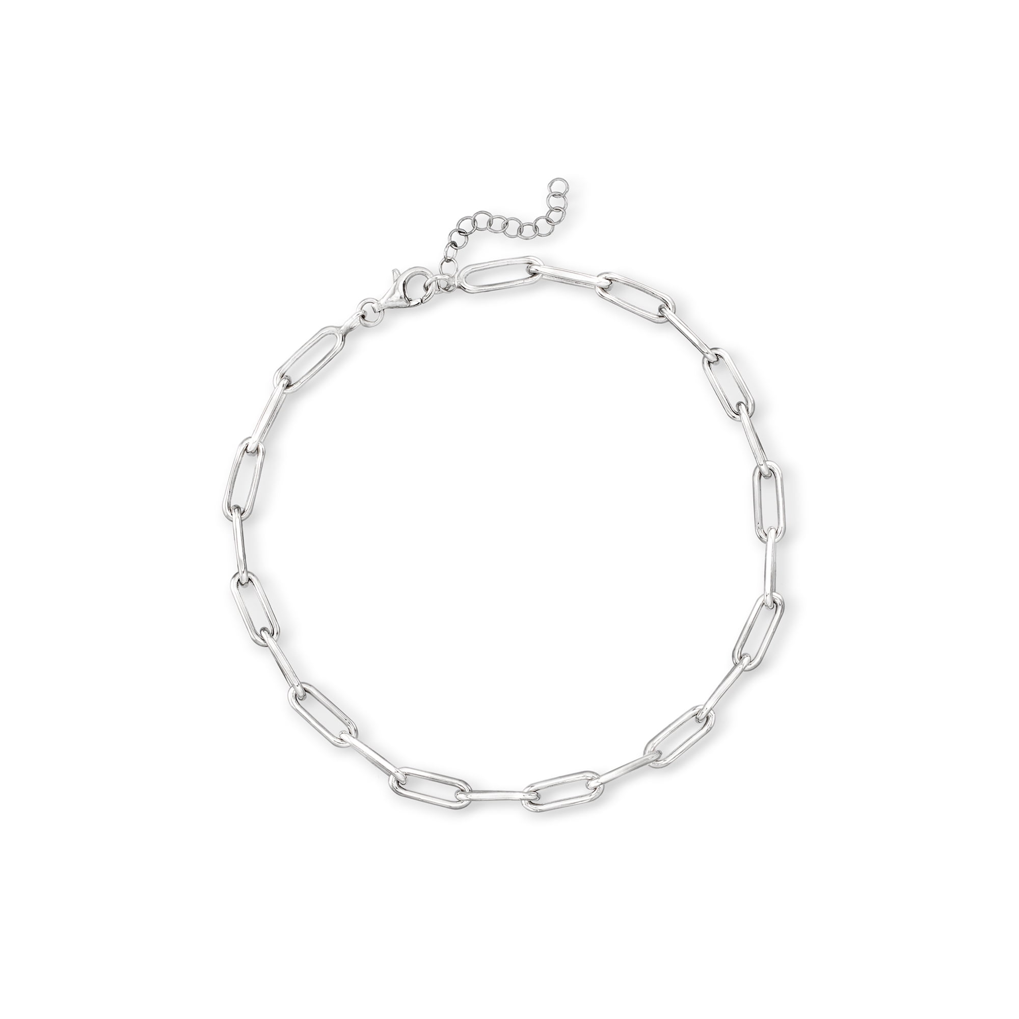 Ross-Simons Sterling Silver Paper Clip Link Anklet, Women's, Adult