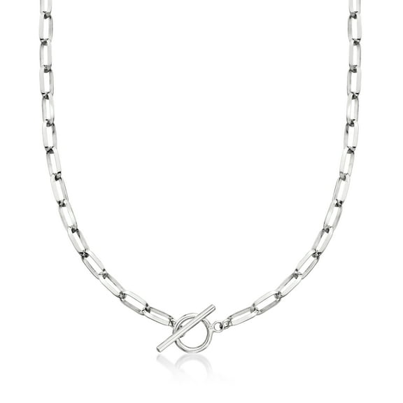 Ross-Simons Sterling Silver Paper Clip Link Toggle Necklace, Women's, Adult