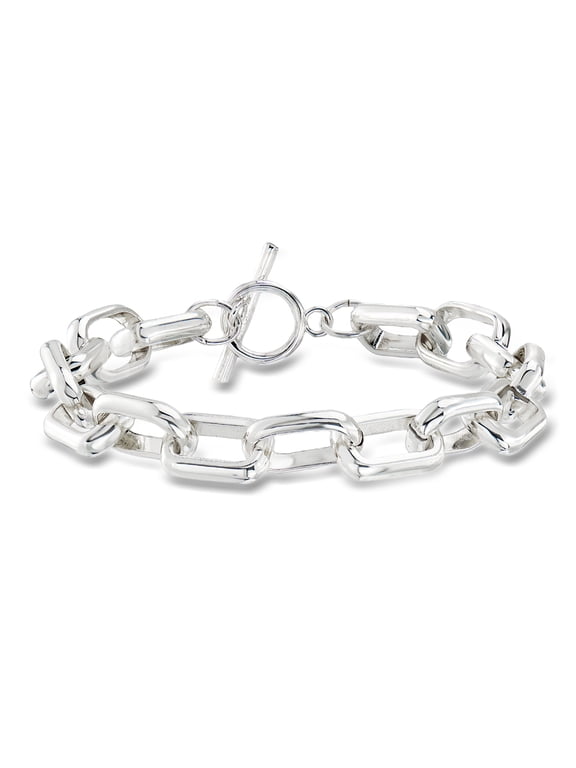 Sterling Silver-Plated Link Toggle Bracelet, Women's, Adult