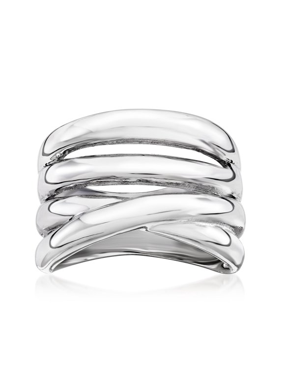 Sterling Silver-Plated Multi-Row Ring, Women's, Adult