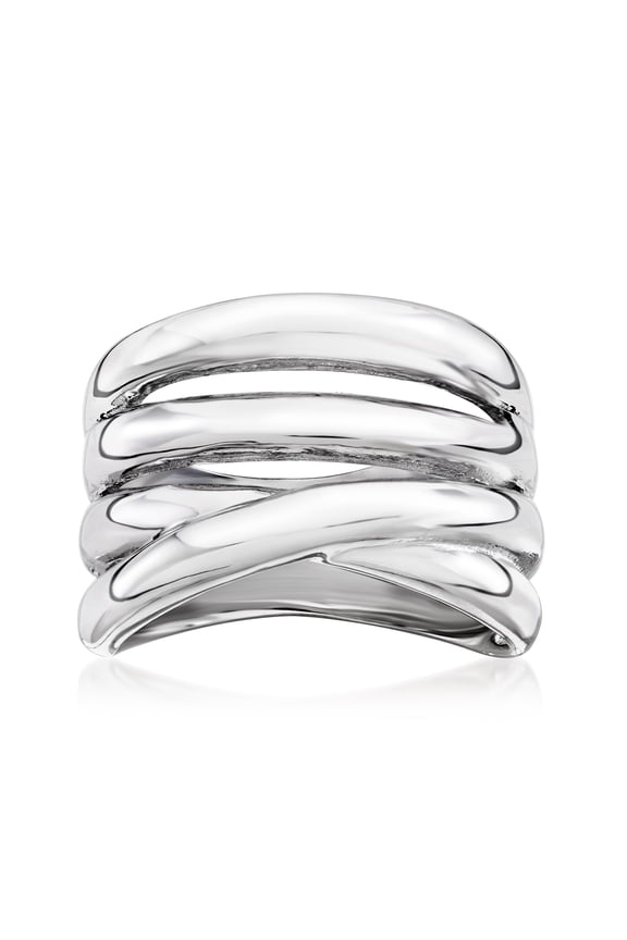 Sterling Silver-Plated Multi-Row Ring, Women's, Adult