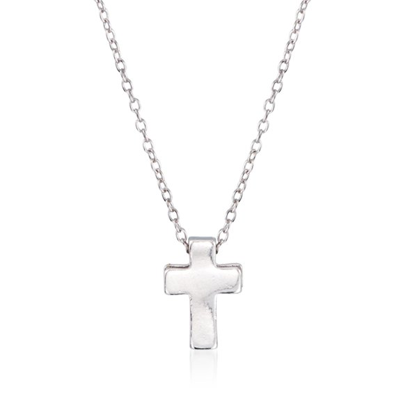 Ross-Simons Sterling Silver Polished Cross Pendant Necklace, Women's, Adult