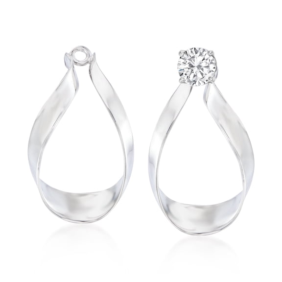 Ross-Simons Sterling Silver Ribbon Drop Earring Jackets, Women's, Adult