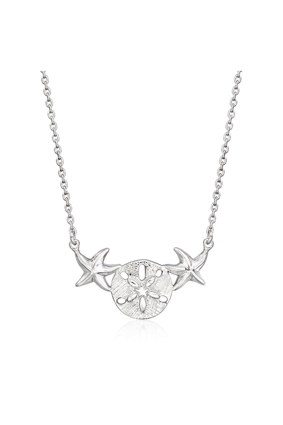 Sterling Silver Sand Dollar and Starfish Necklace, Women's, Adult
