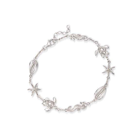 Ross-Simons Sterling Silver Sea Life Anklet, Women's, Adult