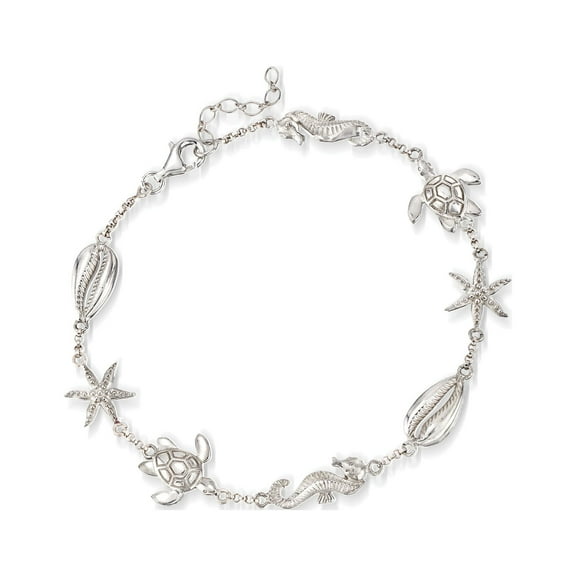 Ross-Simons Sterling Silver Sea Life Anklet, Women's, Adult