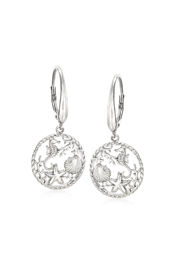 Sterling Silver Sea Life Drop Earrings, Women's, Adult