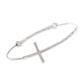 thumbnail image 1 of Ross-Simons Sterling Silver Sideways Cross Bangle Bracelet With Diamond Accents, Women's, Adult, 1 of 5