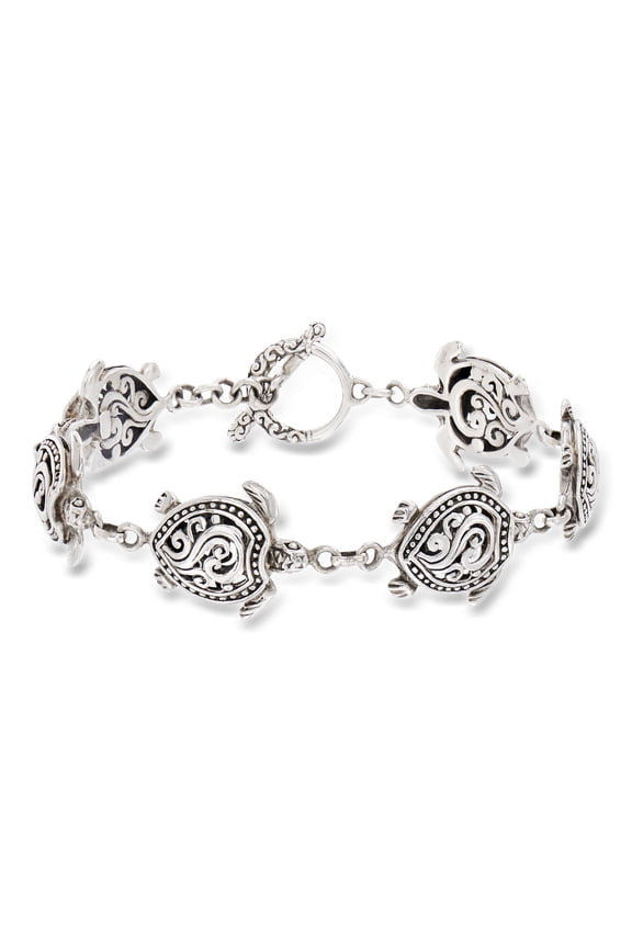 Sterling Silver Turtle Bali-Style Bracelet, Women's, Adult