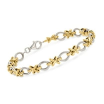 Ross-Simons Sterling Silver and 14kt Yellow Gold Xo Link Bracelet, Women's, Adult