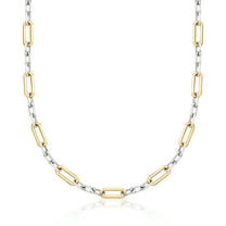Ross-Simons Sterling Silver and 18kt Gold Over Sterling Paper Clip Link Necklace, Women's, Adult