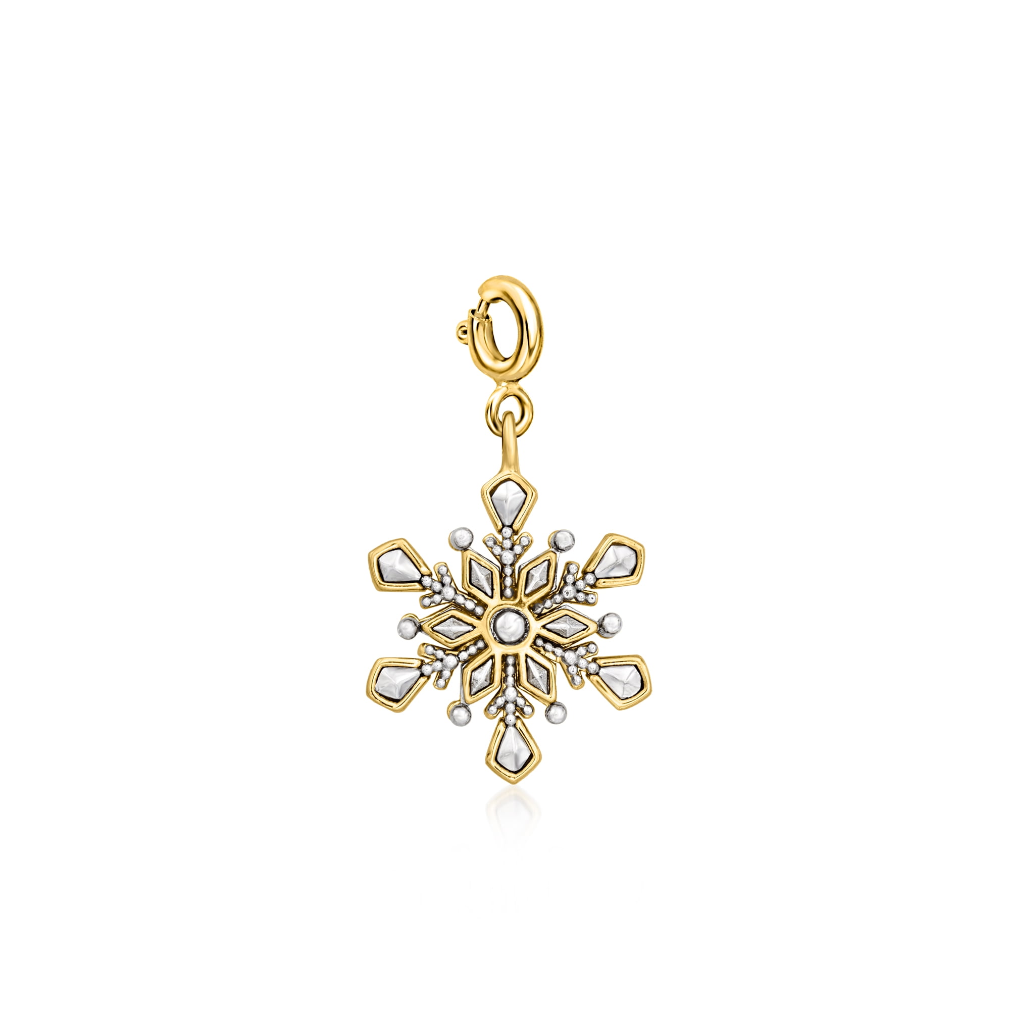 ROSS-SIMONS Sterling Silver and 18kt Gold Over Sterling Snowflake Charm, Women's, Adult