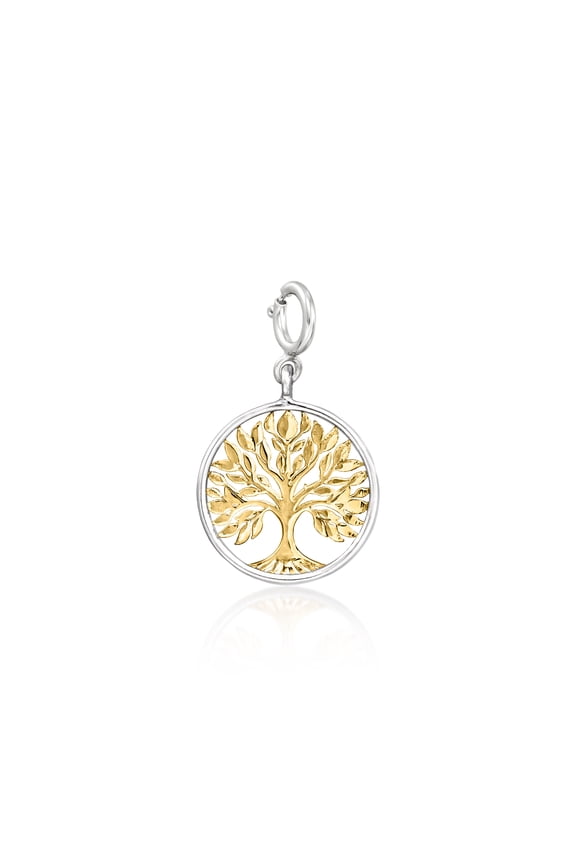 Sterling Silver and 18kt Gold Over Sterling Tree Of Life Charm, Women's, Adult