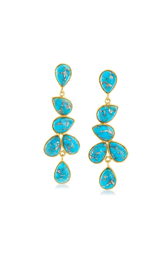 Turquoise Drop Earrings in 18kt Gold Over Sterling, Women's, Adult