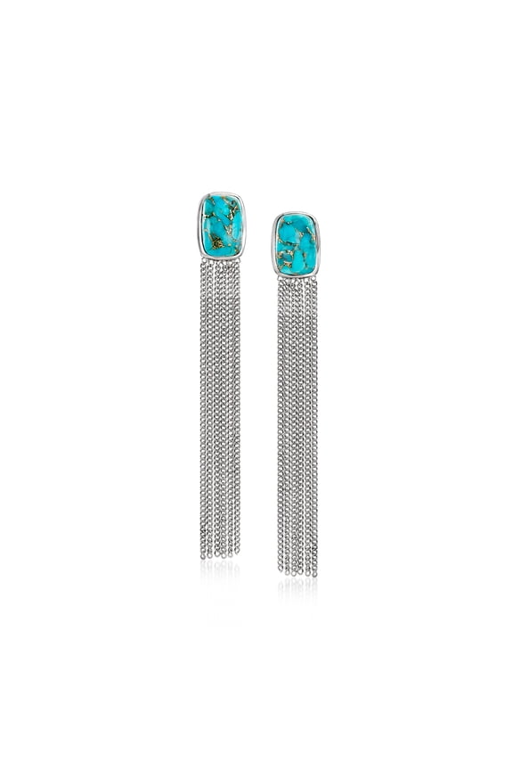 Turquoise Fringe Drop Earrings in Sterling Silver, Women's, Adult