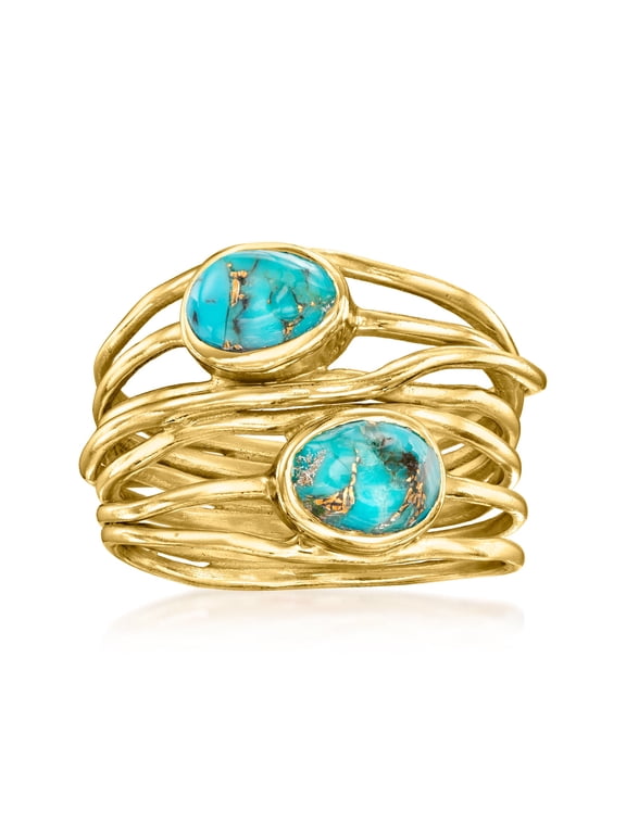 Turquoise Highway Ring in 18kt Gold Over Sterling, Women's, Adult