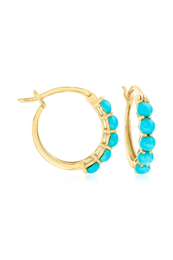 Turquoise Hoop Earrings in 18kt Gold Over Sterling, Women's, Adult