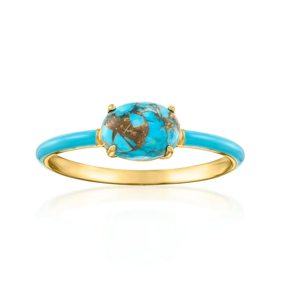 Ross-Simons Turquoise Ring With Blue Enamel in 18kt Gold Over Sterling, Women's, Adult