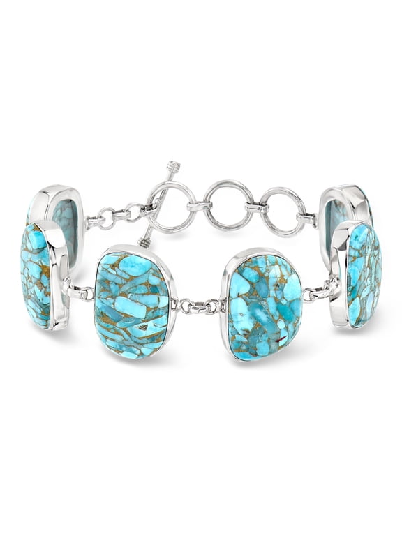 Turquoise Toggle Bracelet in Sterling Silver, Women's, Adult