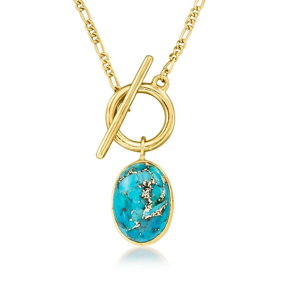 Ross-Simons Turquoise Toggle Necklace in 18kt Gold Over Sterling, Women's, Adult