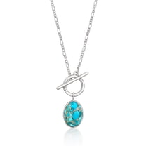 Ross-Simons Turquoise Toggle Necklace in Sterling Silver, Women's, Adult