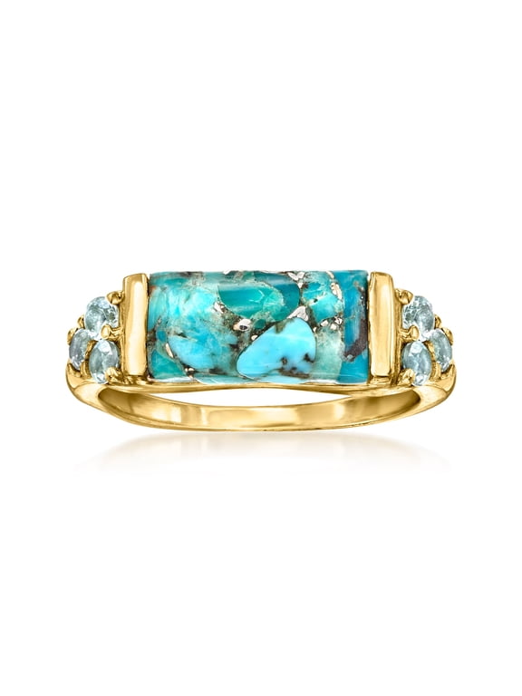Turquoise and .70 ct. t.w. Sky Blue Topaz Ring in 18kt Gold Over Sterling, Women's, Adult