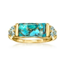 Ross-Simons Turquoise and .70 ct. t.w. Sky Blue Topaz Ring in 18kt Gold Over Sterling, Women's, Adult