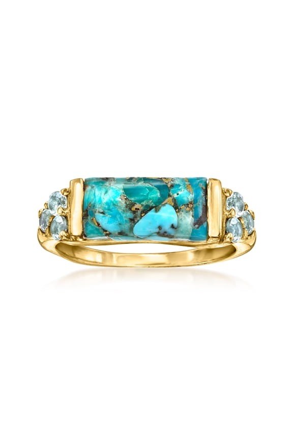 Turquoise and .70 ct. t.w. Sky Blue Topaz Ring in 18kt Gold Over Sterling, Women's, Adult