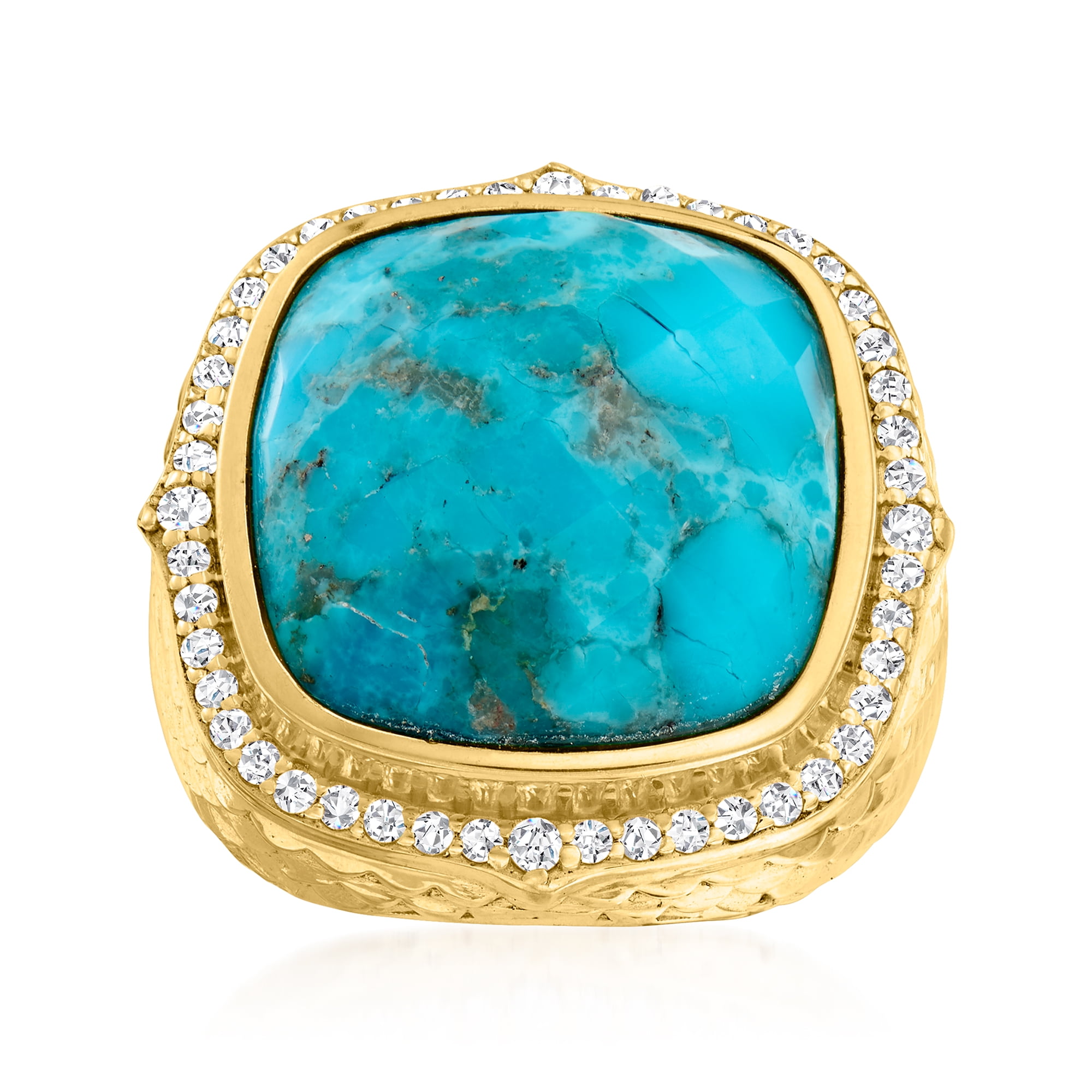 Ross-Simons Turquoise Bracelet In 18k Gold Over Sterling Silver - Lobster Clasp Bracelet For Women