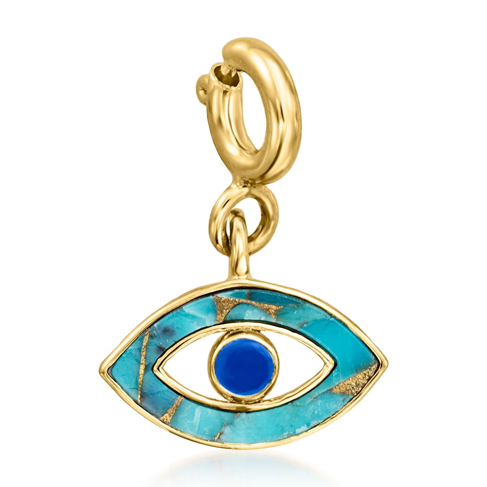 ROSS-SIMONS Turquoise and Blue Enamel Evil Eye Charm in 18kt Gold Over Sterling, Women's, Adult