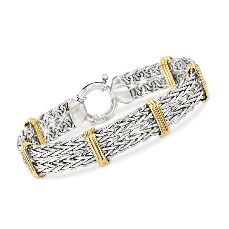 Ross-Simons Two-Tone Double Wheat-Link Bracelet in Sterling Silver