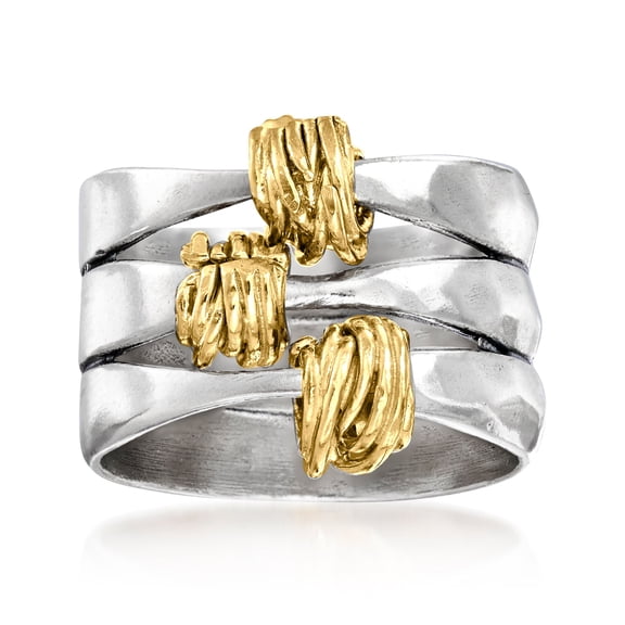 Ross-Simons Two-Tone Sterling Silver Wrapped Station Ring, Women's, Adult