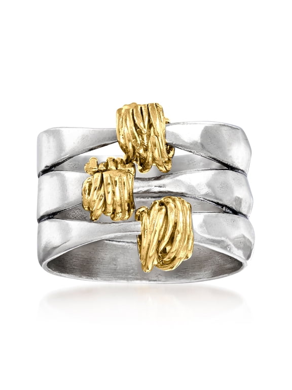 Two-Tone Sterling Silver Wrapped Station Ring, Women's, Adult