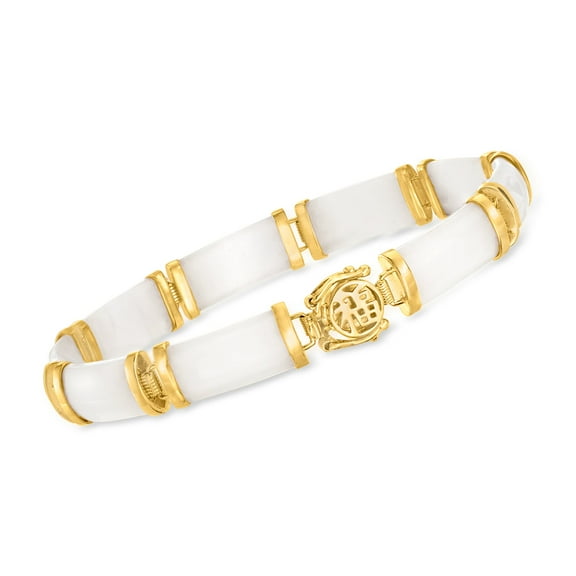 Ross-Simons White Agate "Good Fortune" Bracelet in 18kt Gold Over Sterling, Women's, Adult