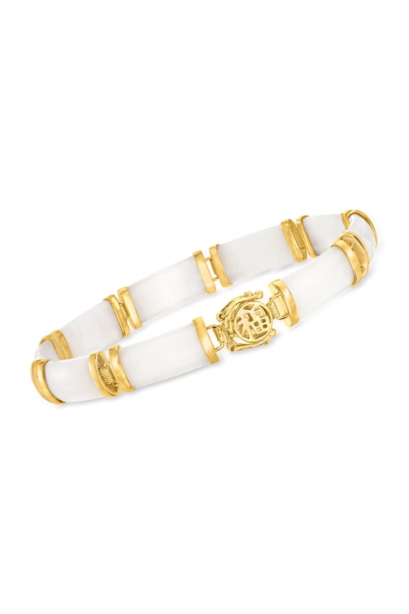 White Agate "Good Fortune" Bracelet in 18kt Gold Over Sterling, Women's, Adult