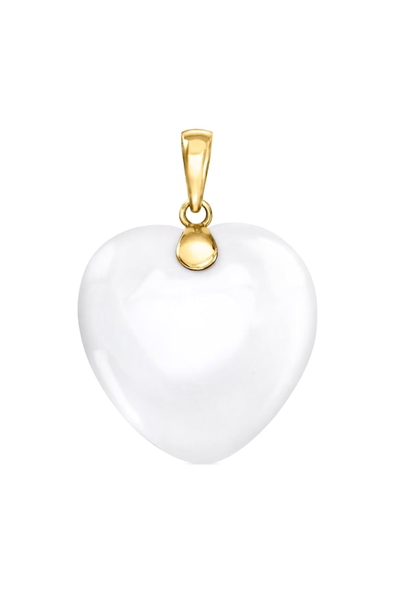 White Agate Heart Pendant in 10kt Yellow Gold, Women's, Adult