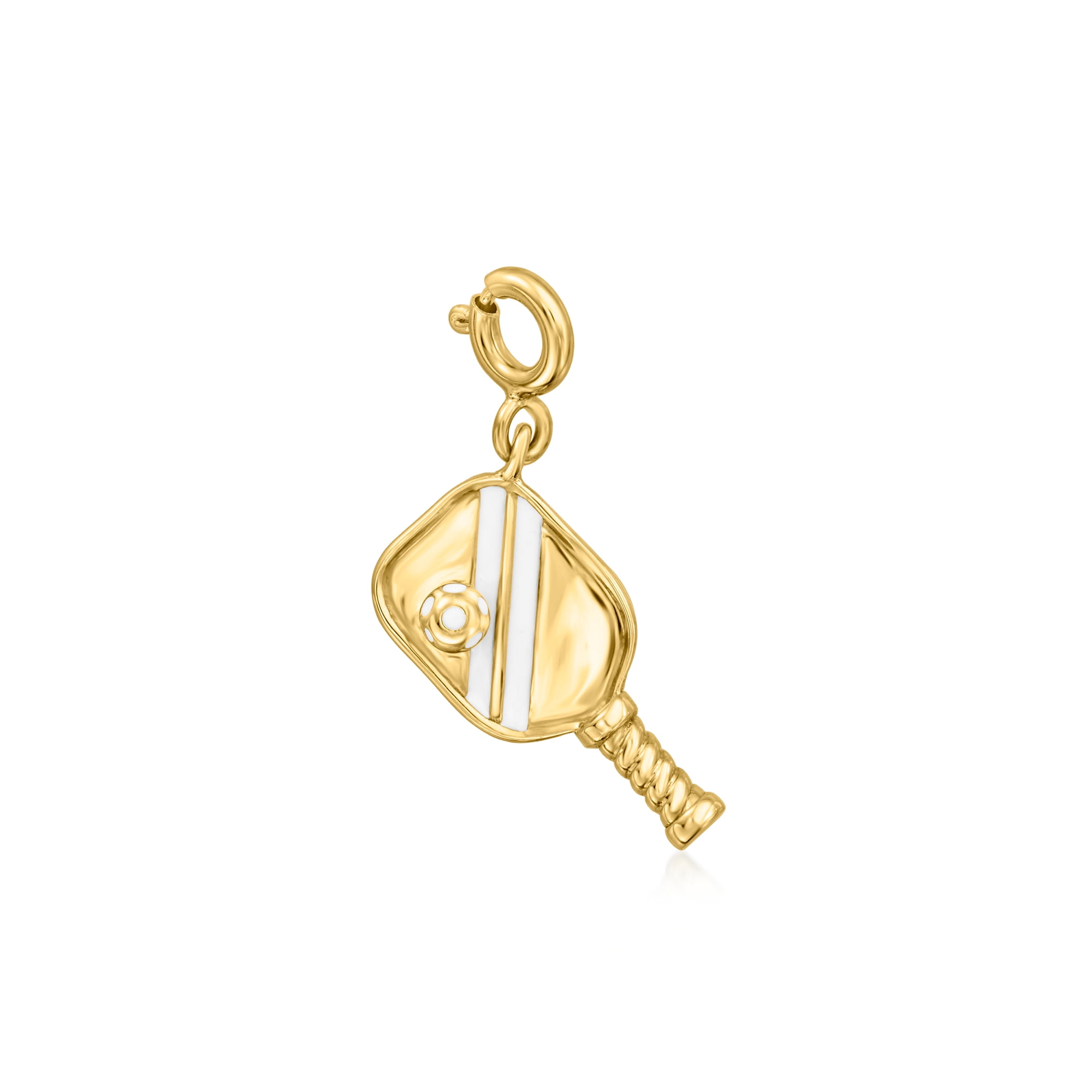 Ross-Simons White Enamel and 18kt Gold Over Sterling Pickleball Charm, Women's, Adult