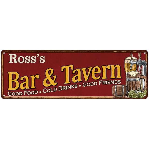 Ross's Bar and Tavern Red Chic Sign Man Cave Decor Gift 6x18 106180002108