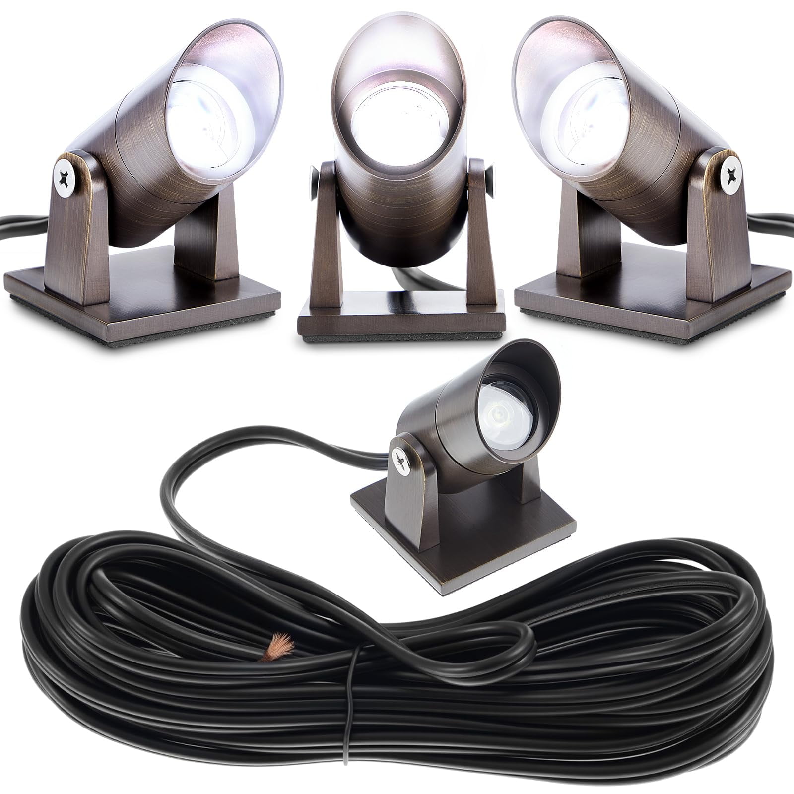 Rossesay 3 Pack Waterproof Brass Underwater Light Ip65 Pond Lights LED ...