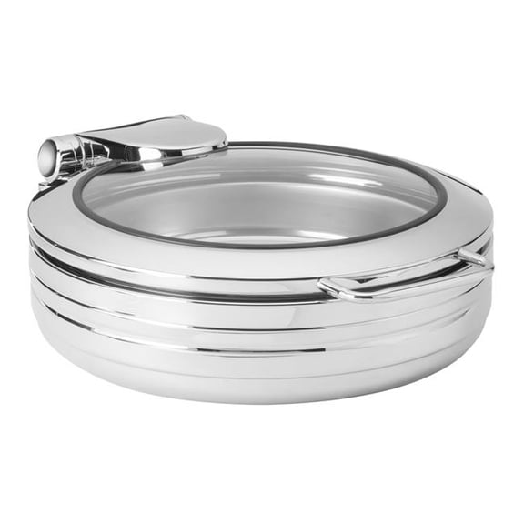 Rosseto CP403 6.34 qt. De Luxe Round Chafing Dish with See-Through Lid for Induction Use, Silver