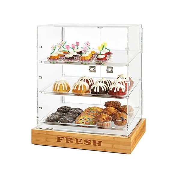 Rosseto BD125 Bakery Cabinet 2 Door Acrylic with Bamboo Base