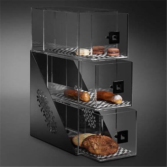 Rosseto BD143 Mosaic Narrow 3 Drawers Bakery Display Case, Black Matte - 6.5 x 12 x 18 in.